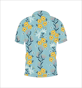 เสื้อโปโลพิมพ์ลายดอกไม้สีน้ำเงินสำหรับผู้ชาย แขนสั้น สวมใส่สบาย เหมาะสำหรับฤดูร้อน เล่นกอล์ฟ น้ำหนักเบา มีปก แฟชั่น - Product Image 3