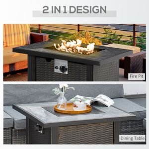 "30 Inch Square Wicker Gas <b>Fire</b> <b>Pit</b> <b>Table</b> <b>with</b> 50,000 BTU Auto Ignition & Ceramic Top-Outdoor Propane Gas Firepit" - Product Image 4