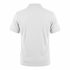 เสื้อถักไหมพรมแขนสั้นผู้ชาย สีพื้น ระบายอากาศดี สไตล์ลำลอง ปกคอปก ผ้าโพลีเอสเตอร์ผสมสแปนเด็กซ์ ทรงปกติ ปรับแต่งได้ - Product Image 4