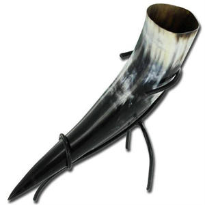 Vaso Vikingo Ecológico de Cuerno de Búfalo, Estilo Romántico, Color Natural, con Base Metálica, Hecho a Mano, Pulido, Precio Económico - Product Image 4