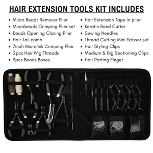Professional Black Hair Extension <b>Tools</b> Kit with Micro Bead Remover Crimping Plier 7 In Microlink <b>Tool</b> Tape In Plier Bond Cutter - Product Image 2