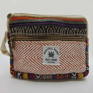 Hot Selling Hemp Hippie <b>Mini</b> Cosmetic Utility Pouch Vintage Handmade PVC Zipper Closure <b>Canvas</b> for Toiletry Bag Case for Daily - Product Image 3