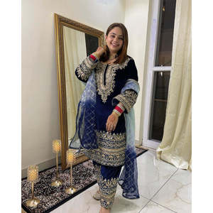 Conjunto de ropa de fiesta elegante y elegante para mujer de diseñador con parte inferior superior y Dupatta - Product Image 2