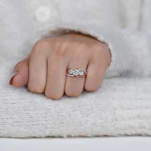 Twisted <b>Infinity</b> Round Cut Diamond Three Stone Ring For Women's 1.01CT Lab Grown 14K <b>Rose</b> Gold Anniversary Promise Gift Her - Product Image 2
