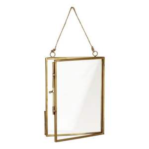 Marco de Fotos Colgante de Doble Cristal en Metal Dorado con Cuerda de Yute, Marco Vertical Flotante para Exhibición de Flores Prensadas - Product Image 1