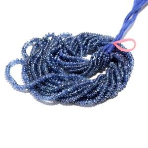 ลูกปัดแซฟไฟร์สีฟ้าแบบเรียบขนาด3-4มม. แซฟไฟร์ลูกปัดสีน้ำเงินมีค่าสำหรับทำเครื่องประดับ - Product Image 3