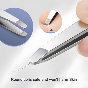 Pinzas para Cejas de Acero Inoxidable con Punta Redonda de 9.52 cm, Duraderas, Estilo Moderno, Herramienta de Precisión para el Cuidado de la Belleza - Product Image 6