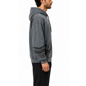 Felpe con cappuccio effetto acid wash più vendute da uomo, in cotone, a maniche lunghe, con vestibilità comoda per l'uso quotidiano e lo stile street. - Product Image 6