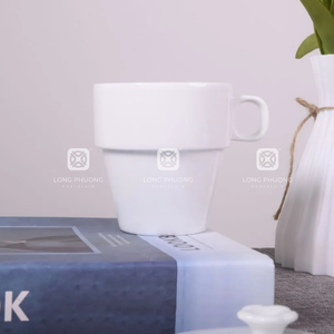 Tasse en céramique de 396ml avec poignée vintage rainurée en grès durable pour expresso café thé boissons quotidiennes élégantes - Product Image 4