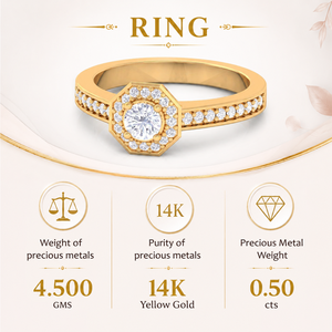 Hot Selling Real Diamond Engagement Ring | 14K Solid Gold Halo Ring for Women | Luxury Bridal Wedding Designer Jewelry Gift - Product Image 5