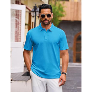 เสื้อโปโลสีน้ำเงินสดใสสำหรับผู้ชายพร้อมโลโก้สั่งทำพิเศษ – เสื้อผ้าฝ้ายระบายอากาศ แขนสั้น สวมใส่สบาย ขายส่งจากผู้ผลิต OEM - Product Image 2