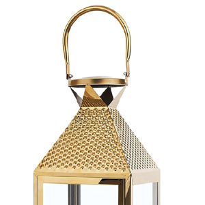 Nuevas Linternas de Vela Cuadradas Hechas a Mano de Acero Inoxidable, Decoración Navideña con Acabado Brillante en Oro Níquel para Decoración del Hogar y Exteriores - Product Image 1