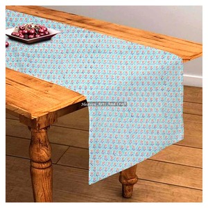 High Quality Block Printed Thicken Cotton Linen Fabric Hand Block Printing Table <b>Runner</b> For Home Decoration For Wedding Events - Product Image 1