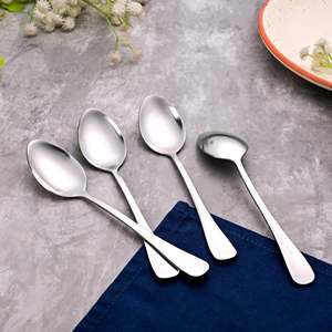 Modern Design <b>Silver</b> Velvet Shine <b>Tea</b> Spoons <b>Set</b> of 4 Gold Plated Metal and PP Cutlery for Soup and Stirring for Hotels - Product Image 3
