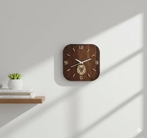 Wooden Mechanical Wall Clock Silent 3D Pointer <b>Square</b> Wall Hanging Clock Minimalist Decor for Study Room - Product Image 3