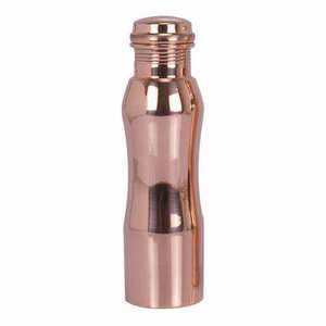 Vintage Ribbed Copper <b>Water</b> <b>Bottle</b> Classic Fluted Design Reusable Metal Drinking <b>Bottle</b> Heritage Style Hydration Flask - Product Image 2