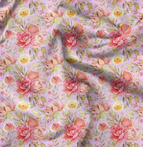 Tela de Algodón Cambray Orgánico Color Turquesa Rosa, Transpirable, Ligera, con Estampado Digital y Acabado Mate para Prendas de Vestir, Decoración del Hogar y Costura - Product Image 3