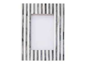 Cadre photo rectangulaire moderne en bois et ossement imprimé motif géométrique bleu et blanc, support de présentation pour la décoration intérieure - Product Image 4