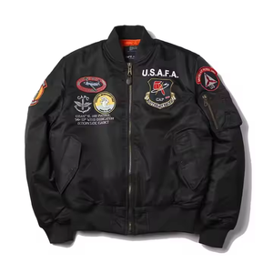 OEM Customized <b>Men's</b> <b>Jacket</b> Winter Warm Padded Thick <b>Men's</b> Aviator Pilot Coat Retro MA-1 Bomber Flight <b>Jacket</b> With Copper Zipper - Product Image 3
