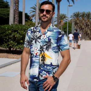 Chemise hawaïenne personnalisée avec logo pour homme, manches courtes, imprimé estival, chemise décontractée de plage - Product Image 5