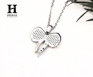 จี้เพชรรูปโบว์หรูหรา ทอง 14K/18K หรือเงิน ประดับเพชรเลี้ยงในห้องแล็บ/เพชรธรรมชาติ ผู้จัดจำหน่ายเครื่องประดับขายส่ง - Product Image 4