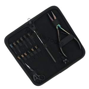 Complete Hair Extension tools Applicator Kit with Flat Bead Crimper plier <b>Tape</b> in plier Hair Tool Comb Parting Finger & Clips - Product Image 1