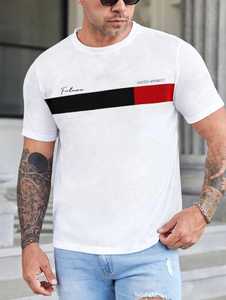 T-shirt pour homme en maille blanche à col rond et manches courtes, avec logo sur le devant, respirant, coupe classique - Product Image 1