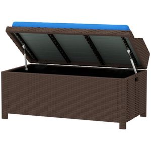 Sgabello Contenitore Blu da Esterno con Piattaforma, Panca da Giardino o Terrazzo - Product Image 5