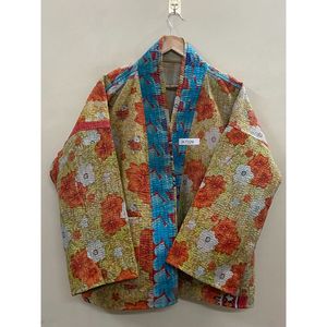 Handmade 100% Cotton Patchwork kantha Kimono <b>Jacket</b> Full Sleeve Shawl Collar Eco-Friendly Women's Wear <b>jacket</b> - Product Image 4