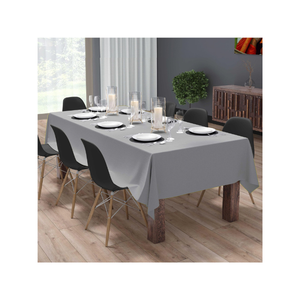 Nappe en coton gris uni 140x260cm 220 GSM avec surpiqûre zigzag rouge pour banquets d'hôtels de luxe et commandes en gros - Product Image 1