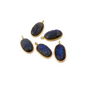 Labradorite Flower Carved Pendant Unique Fashion Gold-Plated Bezel Set with Brass Trendy Style Pendants & Charms - Product Image 3