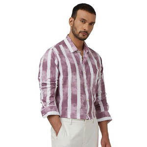 เสื้อเชิ้ตแขนยาวสำหรับผู้ชาย, เสื้อเชิ้ตแฟชั่นลำลองคอปกตั้งพิมพ์ลายเสื้อหลวมกันยับสำหรับวันหยุด - Product Image 3