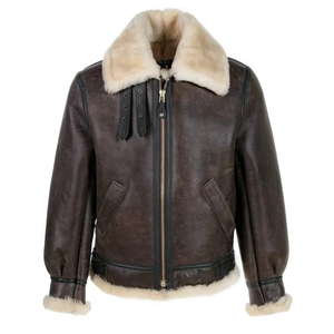 Veste Bomber en Cuir et Fourrure de Mouton pour Homme, Style Aviateur, en Peau de Mouton, Prix de Gros - Product Image 1