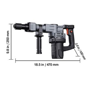 Martello Demolitore Elettrico da 1400W con 2 Scalpelli, 2900 BPM, per Calcestruzzo, con Valigetta per Scalpellatura - Product Image 3