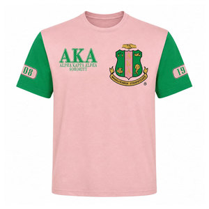 เสื้อยืดลายพรางสีชมพูพิมพ์ลายตัวอักษรกรีก Aka Wear แขนสั้น ทรงปกติ เสื้อยืดลำลองสำหรับผู้ชาย - Product Image 5