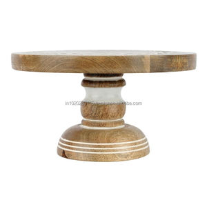 Encantador Soporte redondo de madera para pasteles con pedestal elevado para exhibición de postres rústicos y Decoración de mesa natural - Product Image 2