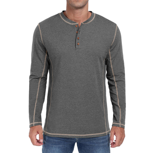 Summer Wear Slim Fit Henley Tee Shirt Male Long Sleeve Button <b>Down</b> Men Street Style Henley T Shirts For Casual Wear - Product Image 5