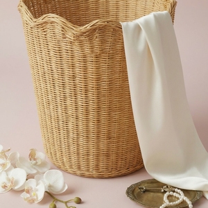 Cesta de Mimbre de Ratán 100% Natural de Primera Calidad, Tejida, Cilíndrica, con Borde Ondulado, Impermeable, Ahorra Espacio, para Almacenamiento de Juguetes y Ropa - Product Image 5