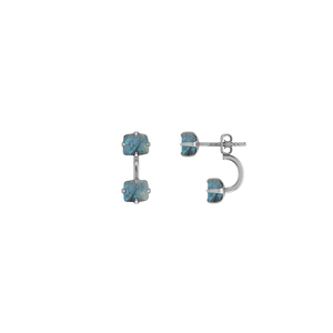 Premium 925 Sterling Silver Fine Jewelry Stone Rainbow Moonstone Rough Shape Butterfly Lock <b>Stud</b> <b>Earring</b> Prong Setting - Product Image 1