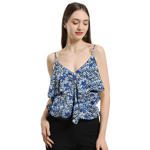 Fashionable Recycled Polyester Burn Out Print Polka Dots Sleeveless Tank Halter <b>Tops</b> Crop Cami Tank <b>Top</b> for Women Stylish - Product Image 4