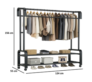 Perchero de Esquina Metálico Resistente para Interiores con 3 Estantes, Fácil de Montar, Soporte para Almacenamiento de Ropa - Product Image 1
