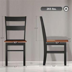 Set di 2 sedie da pranzo in legno nero, sedia da cucina - Product Image 6