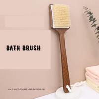 Nouvelle brosse de bain en bois à long manche avec poils de porc, personnalisable, pour massage corporel et exfoliation, vente en gros