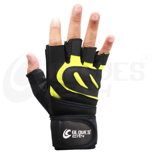 Hot Selling Non <b>Slip</b> Cotton Polyester Leather Gym Fitness Gloves Breathable Exercise Weight Lifting <b>Half</b> Finger Adjustable Wrist - Product Image 5