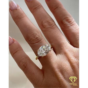 Luxury <b>Oval</b> Cut <b>Moissanite</b> Two Stone <b>Ring</b> In Gold Setting Elegant Toi Et Moi <b>Engagement</b> Jewelry For Women Wedding Gift - Product Image 3