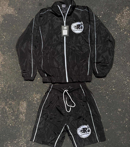 Conjunto Deportivo Blanco 2026 para Hombre, Chaqueta con Cierre y Pantalones Cortos, Estampado 'Believe In Your Hustle', Tela Satinada - Product Image 4