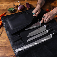 Sac de transport classique en cuir véritable pour chef, organiseur de couteaux rustique, élégant, léger, portable, étui à couteaux avec cordon de serrage et boucle, 4-6 couteaux