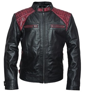 Rollins Style Black And Maroon Genuine Leather <b>Jacket</b> Men <b>Biker</b> <b>Jacket</b> - Product Image 1