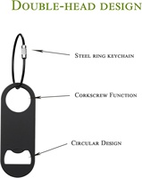 Mini décapsuleurs plats à lame noire gravée par sublimation, en acier inoxydable vierge, pour bar, décapsuleurs de bière, porte-clés avec anneau en acier