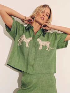 Conjunto de 2 Piezas de Verano para Mujer, Blusa Corta Informal con Bordado de Lujo, Estilo Bohemio Chic, Falda con Volantes, 100% Algodón - Product Image 3